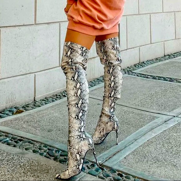 Steve Madden Shoes - Steve Madden Domain Thigh High Snake Boots